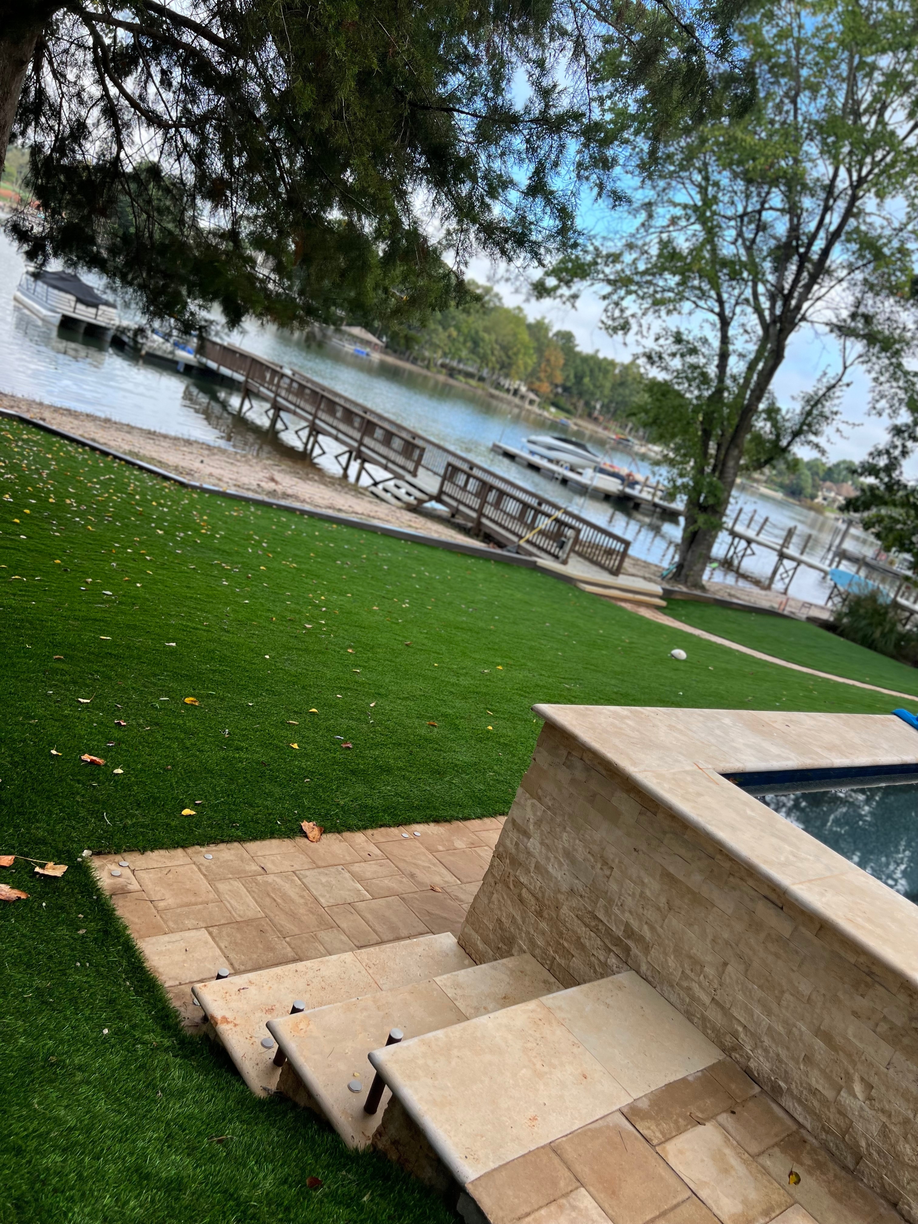 Lakeside Stone Patio & Turf
