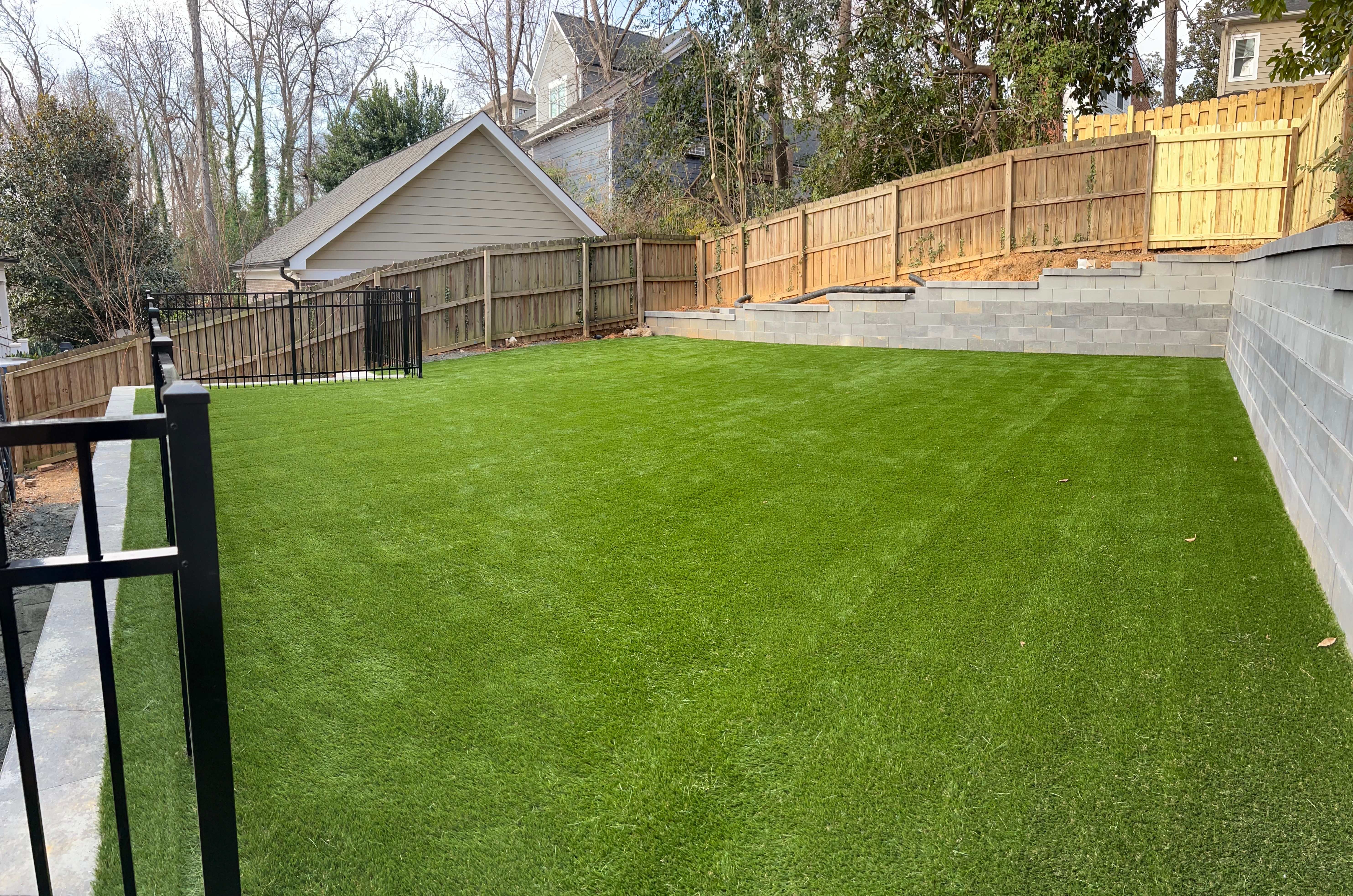 Terraced Backyard Lawn