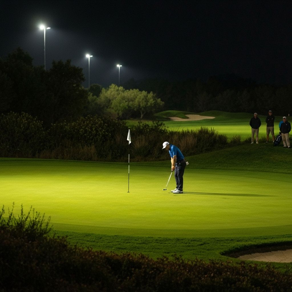 Putting green with night lighting